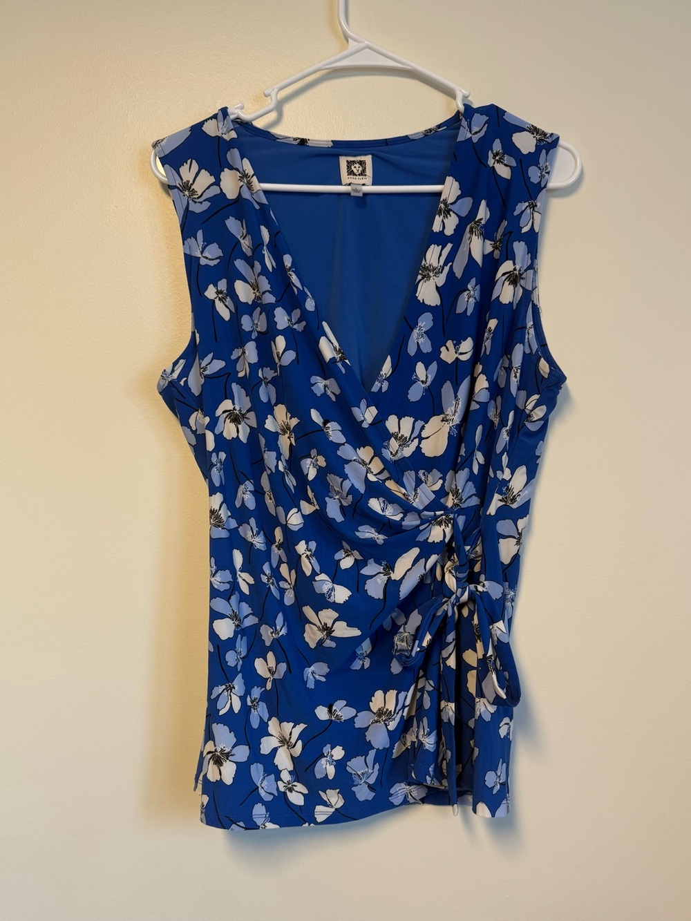 Anne Klein Royal Blue Floral Wrap-Style Camisole
